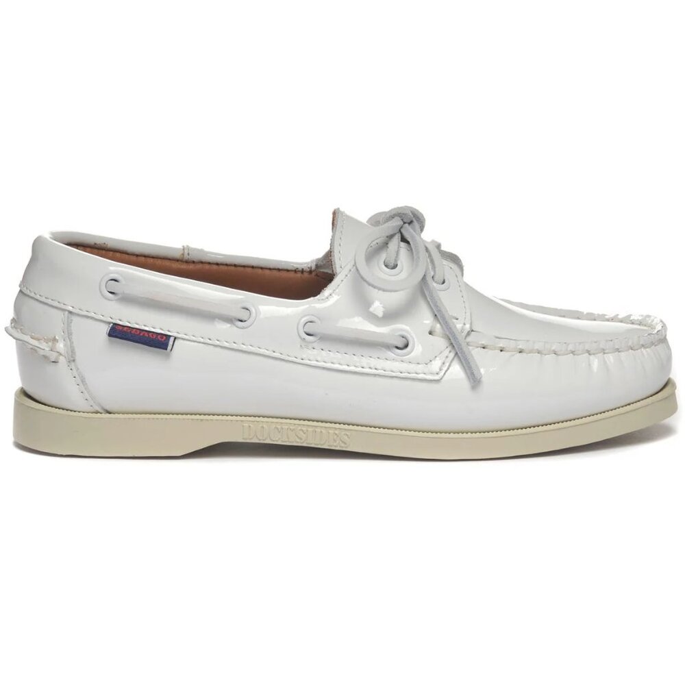 Sebago Docksides Portland Patent Leather Woman white US Size 8 EU 38.5